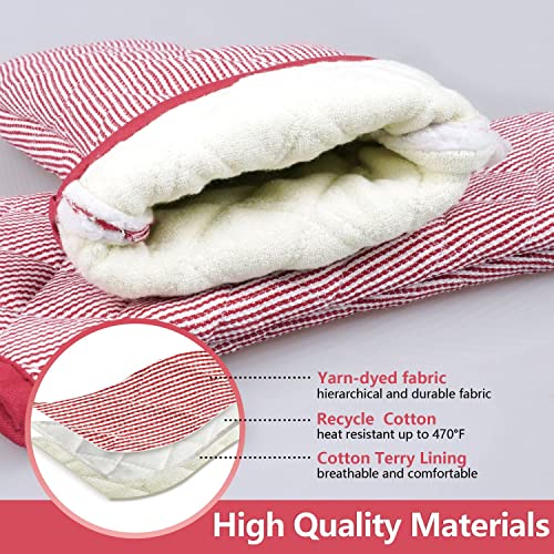 1 Pair 100% Cotton Heat Resistant Oven Mitts F560