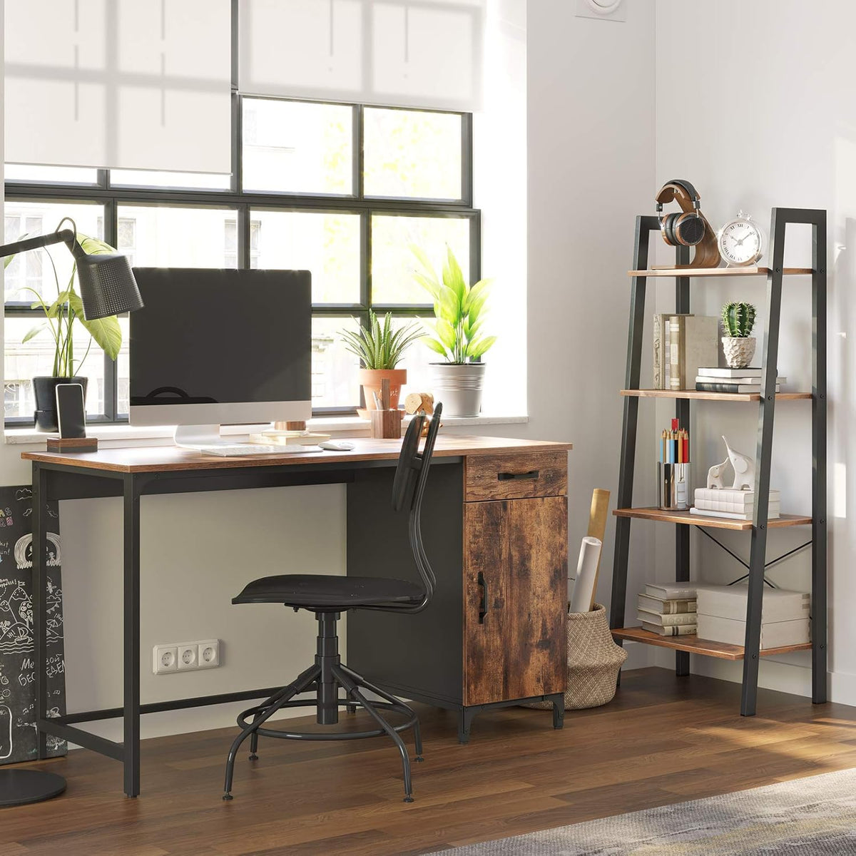 51 Inches Computer Desk with Drawer and Cabinet V68034