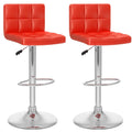 Adjustable Leatherette Bar Stool Set of 2 Red Q8061