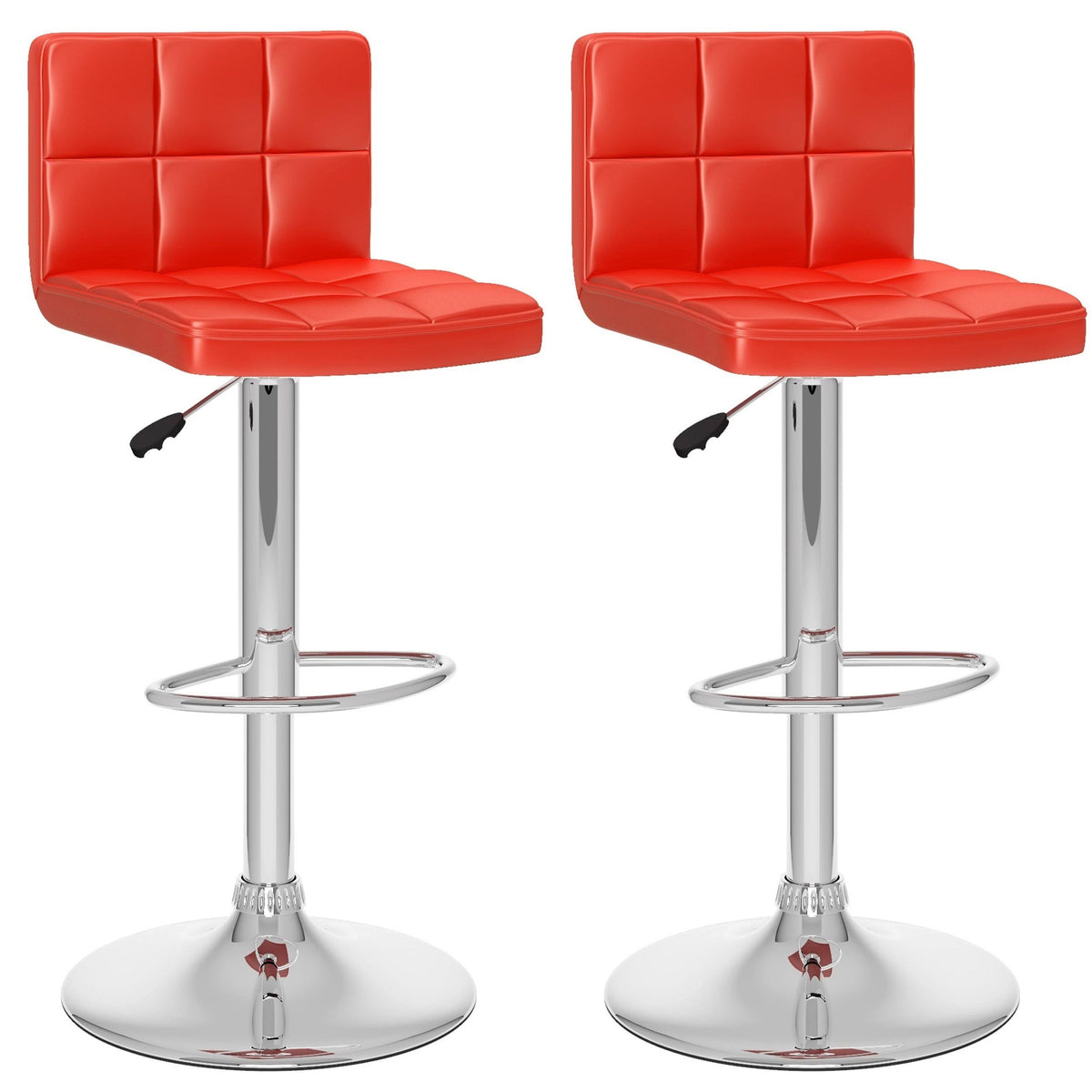 Adjustable Leatherette Bar Stool Set of 2 Red Q8061