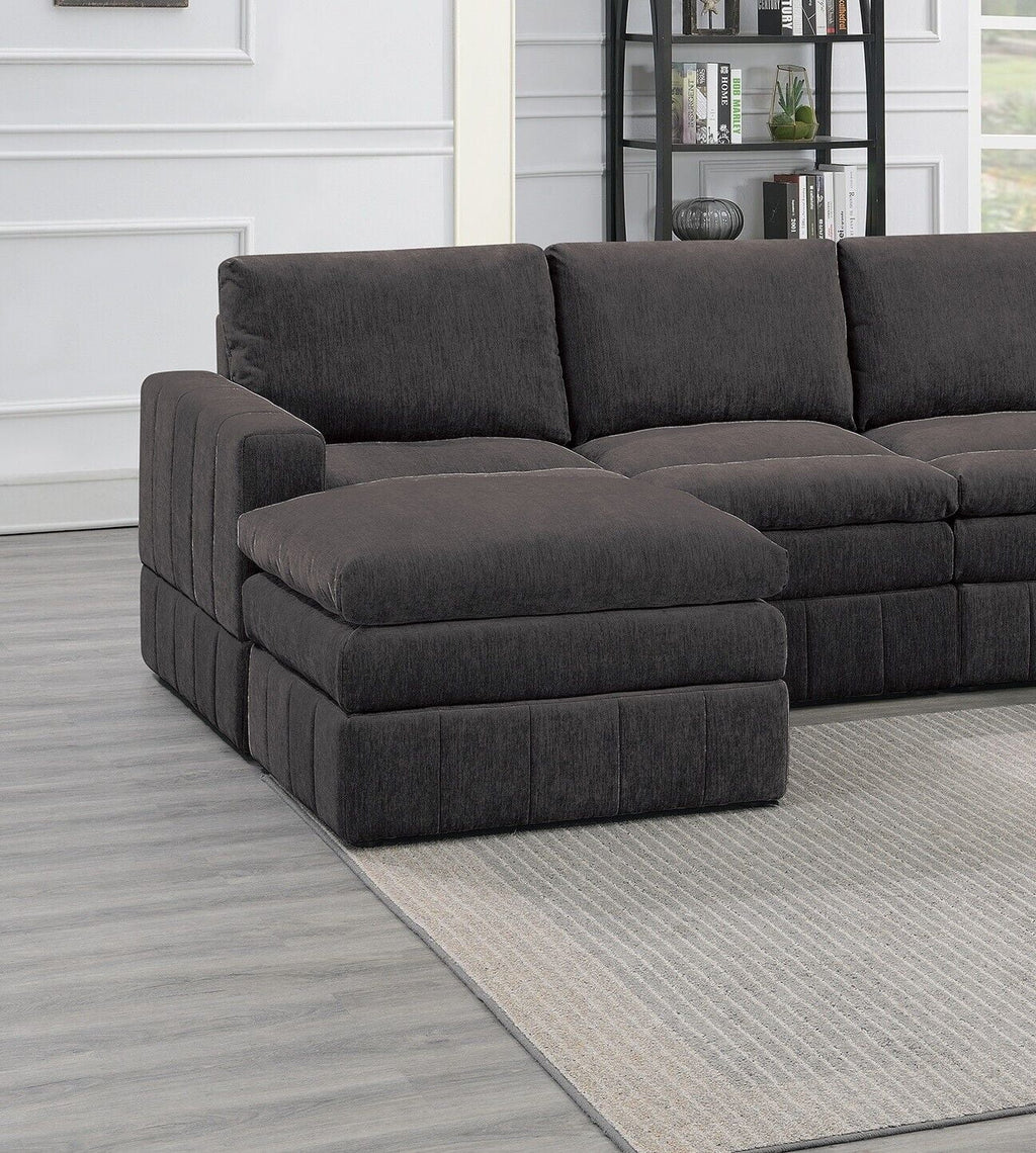 Plush Cushion 6pc Modular Sectional Set with Ottoman Y599
