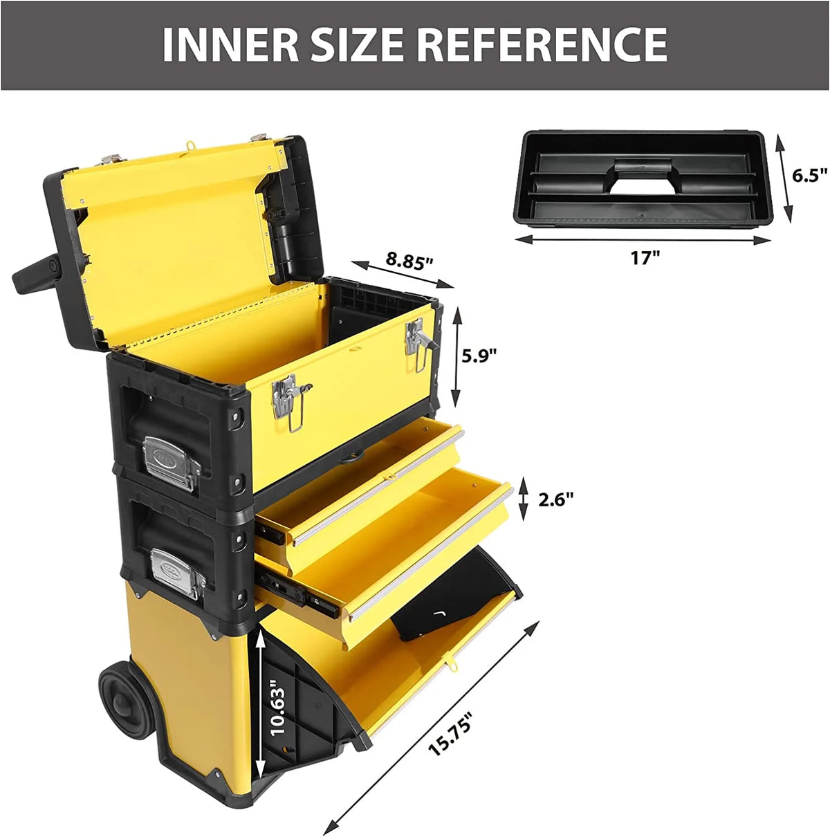 Red Rolling Tool Chest with Wheels 3 Drawers R9909