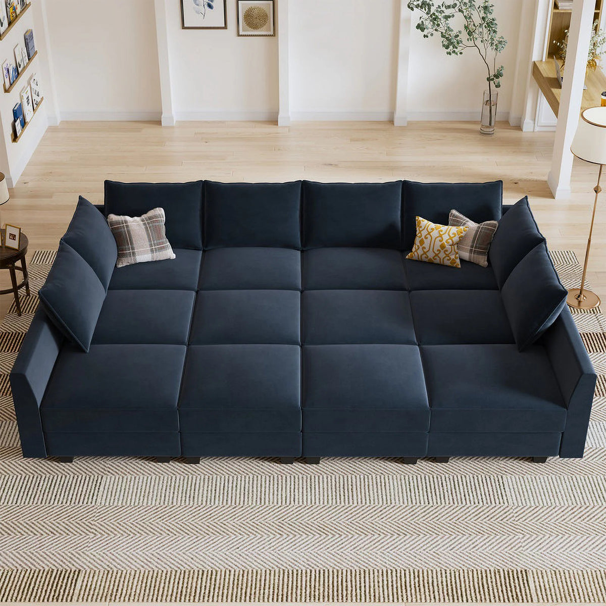 Dark Blue Sectional Sofa Bed with Storage N402974