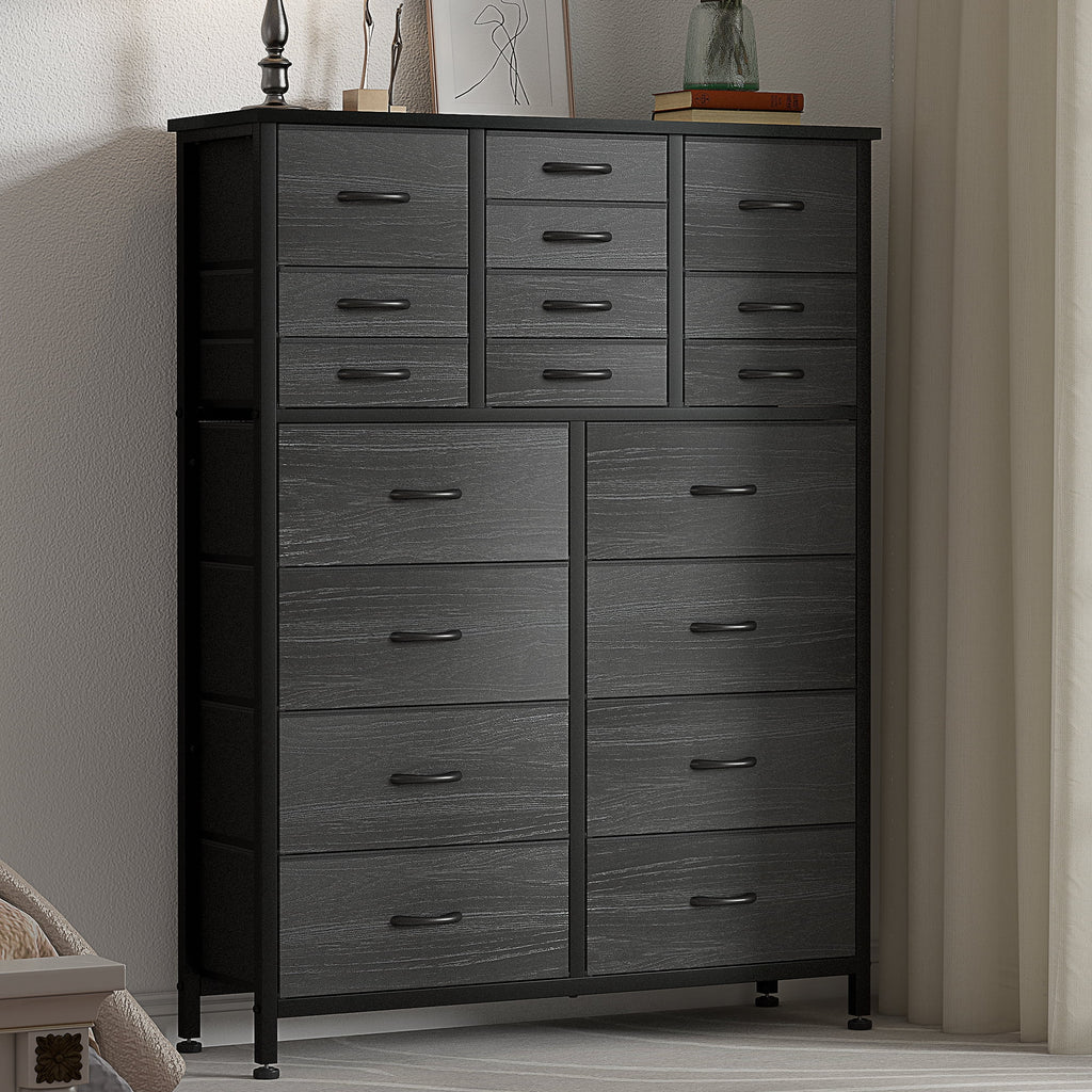 Rustic Brown 18 Drawer Fabric Dresser U6837