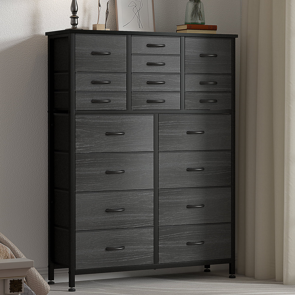 Rustic Brown 18 Drawer Fabric Dresser U6837