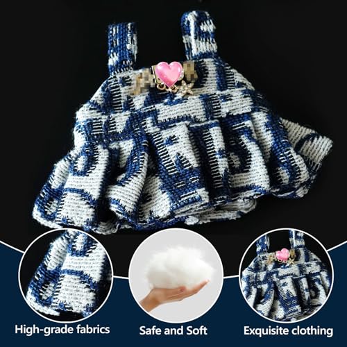 17cm Doll Clothes Set with Hat Pearl Necklace Bag Accessories Blue N64899