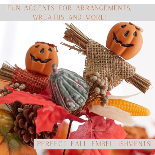 Set of 12 Assorted Pumpkin Face Picks 8-1/2 Inches High A314