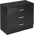 Black 3 Drawer Wooden Nightstand Q94641