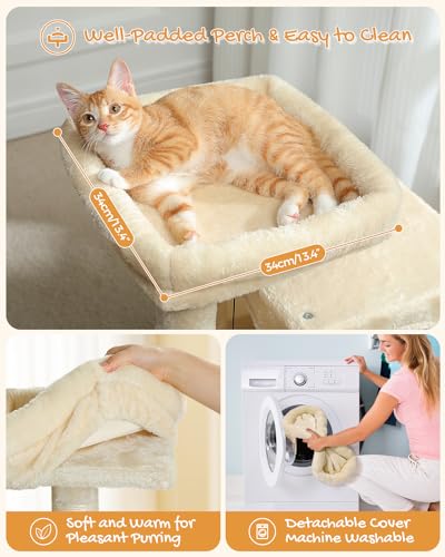 30 Inches Cat Tree with Dual Condos and Scratching Posts D265