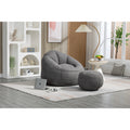 Microfiber Teardrop Shaped Sofa Chair with Ottoman Grey R102405