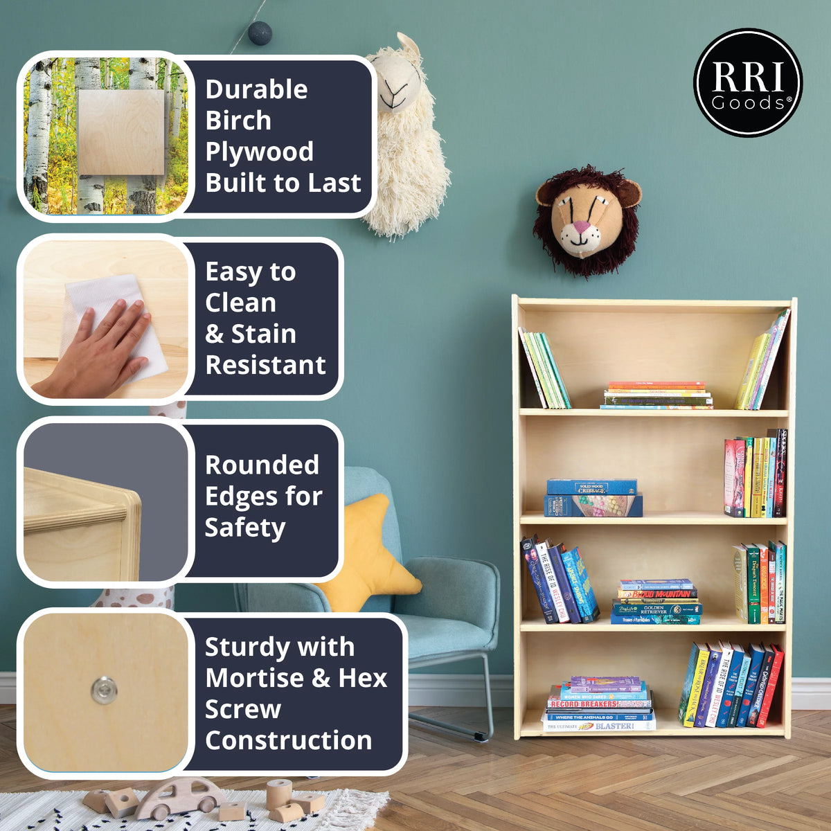 5 Shelf Wooden Bookcase S877374