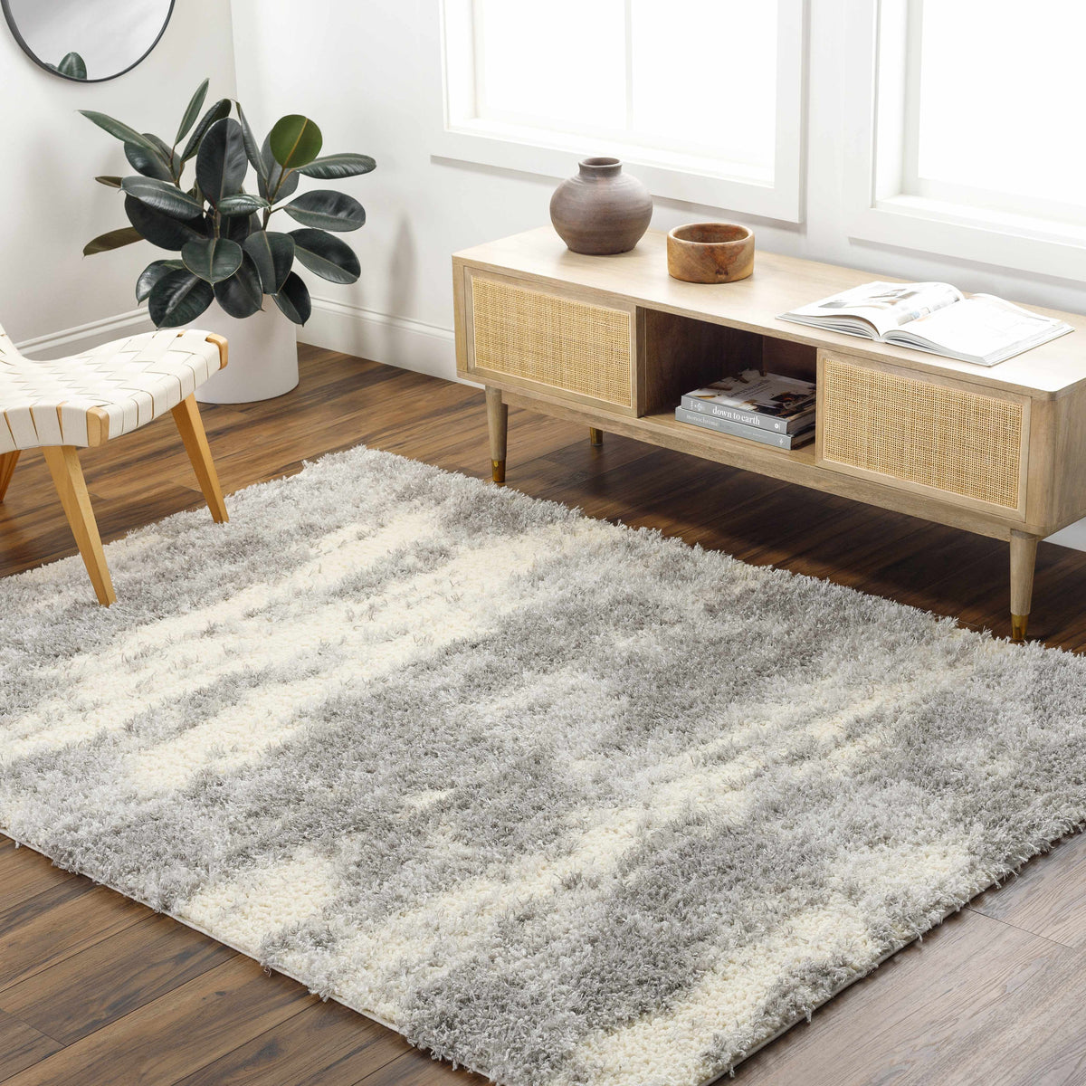 Gray Brown Plush Pile Area Rug 2' x 3' P8812