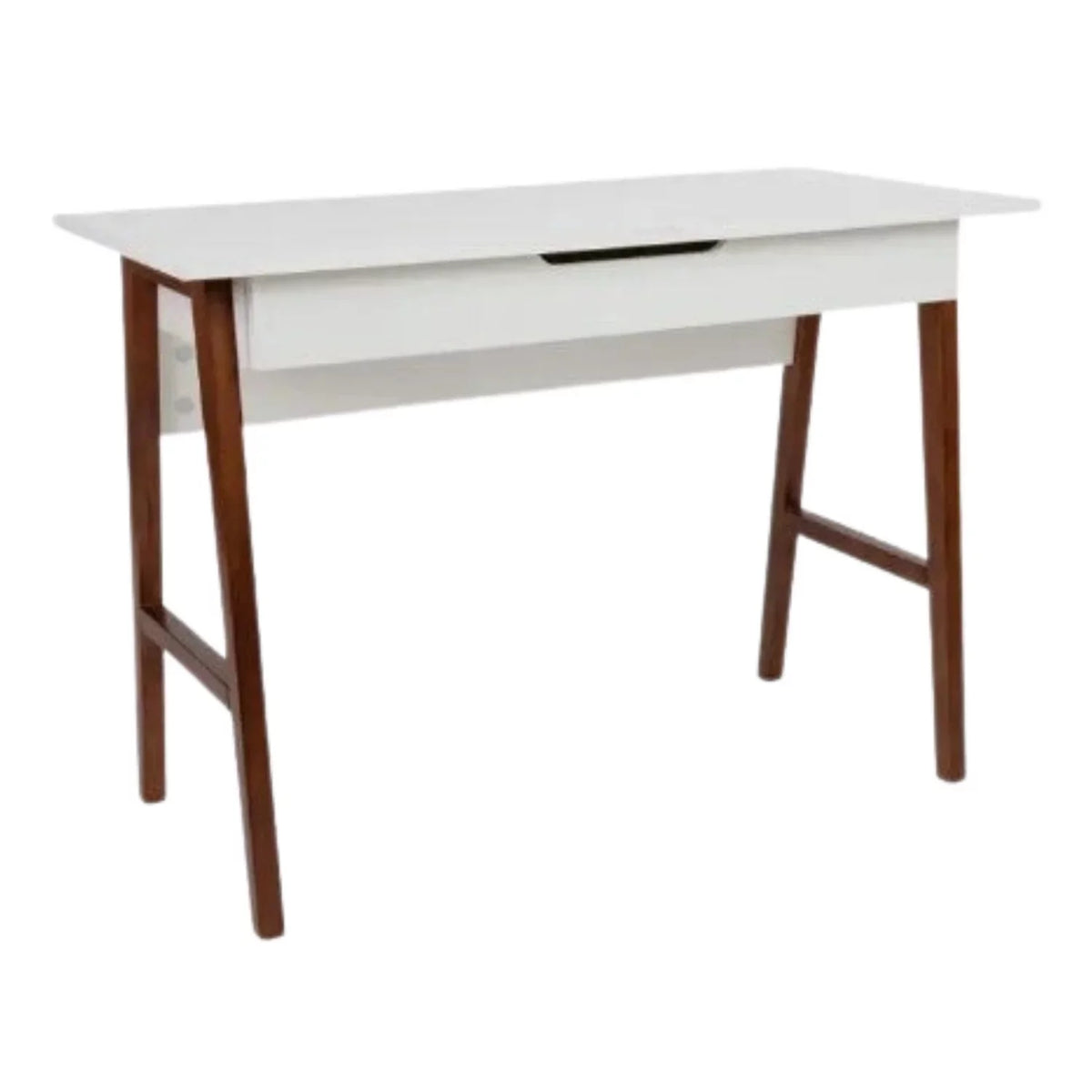 White and Walnut Computer Desk With Drawer L128754