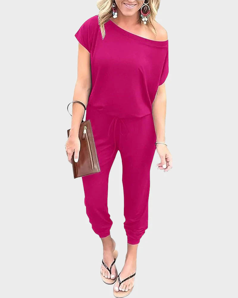 Off-Shoulder Short Sleeve Jumpsuit G4389