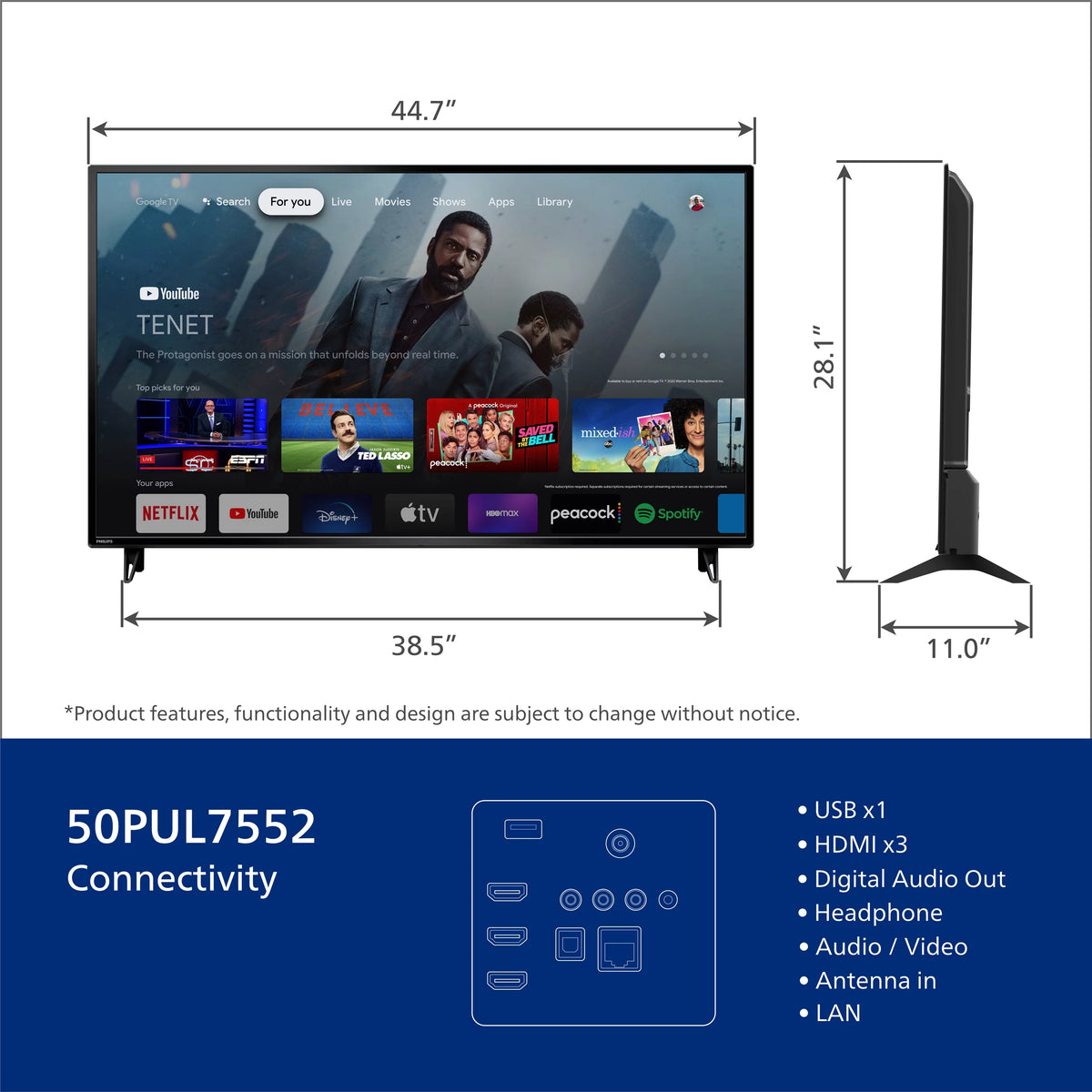 50 Class 4K Ultra HD Google Smart LED TV D2144