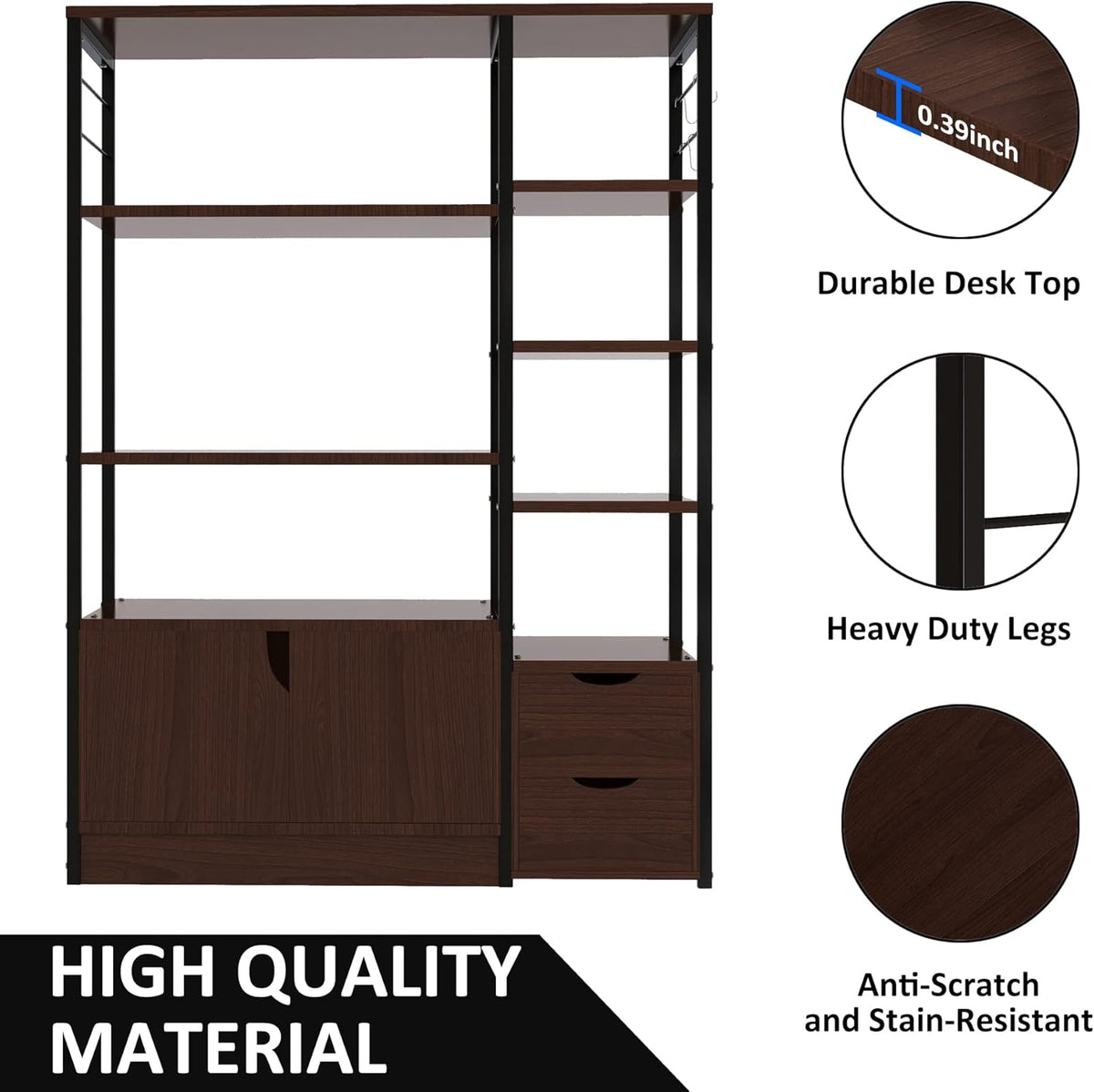 5-Tier Kitchen Baker's Rack with Hutch and Storage Cabinet Q15130