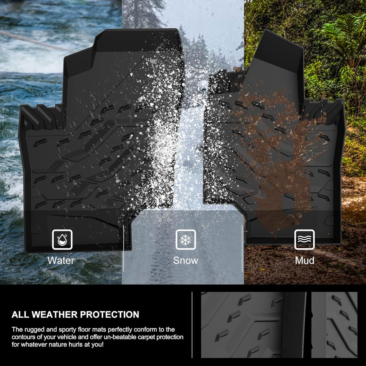 All Weather TPE Floor Mats Black X6603