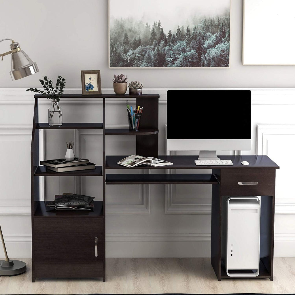 Computer Desk with Cabinet and Keyboard Tray Q417357