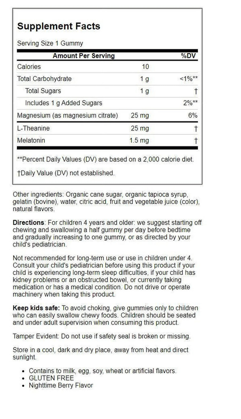 Kids Magnesium Supplement Gummies, Nighttime Berry, 60 Count K8116