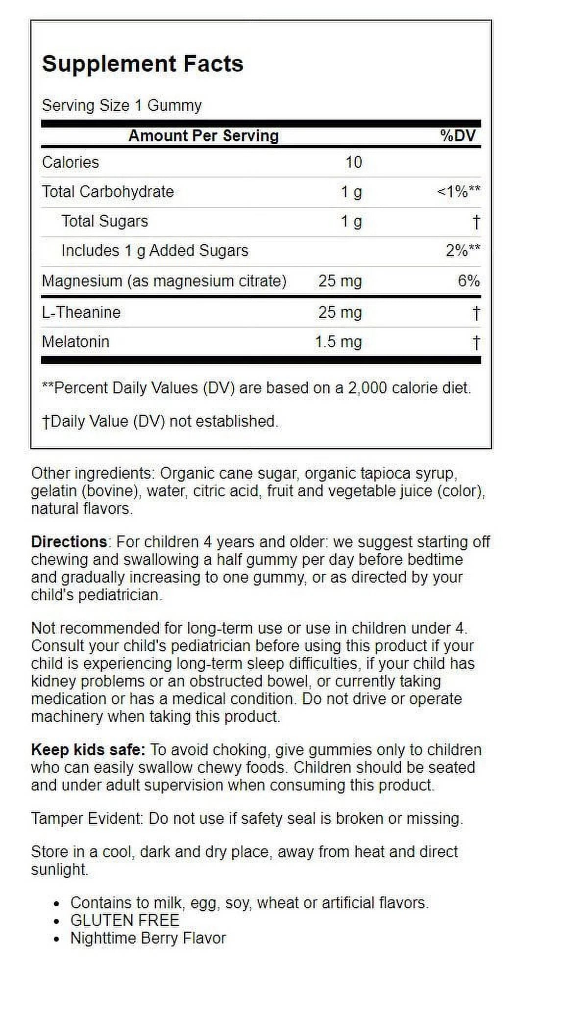 Kids Magnesium Supplement Gummies, Nighttime Berry, 60 Count K8116