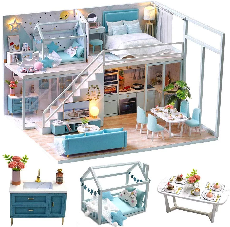 DIY Dollhouse Miniature Kit with Furniture and Music Movement R2489