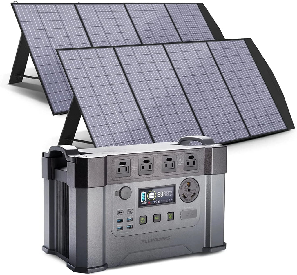 2400W 1500Wh Portable Power Station with 2 Pack 200W Foldable Solar Panels R8292