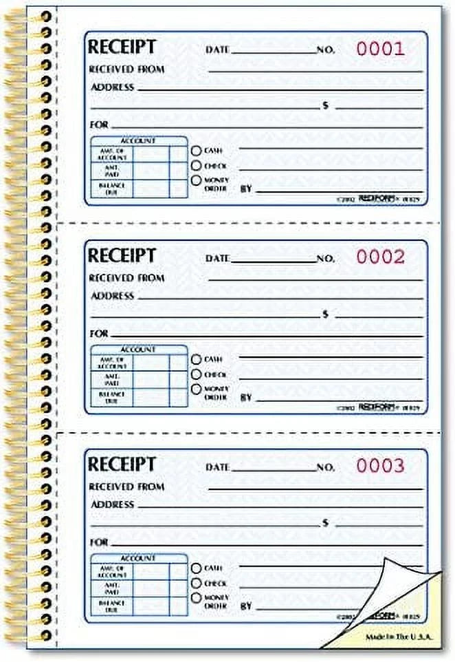 Money Receipt Book, 225 Numbered Duplicates M681351