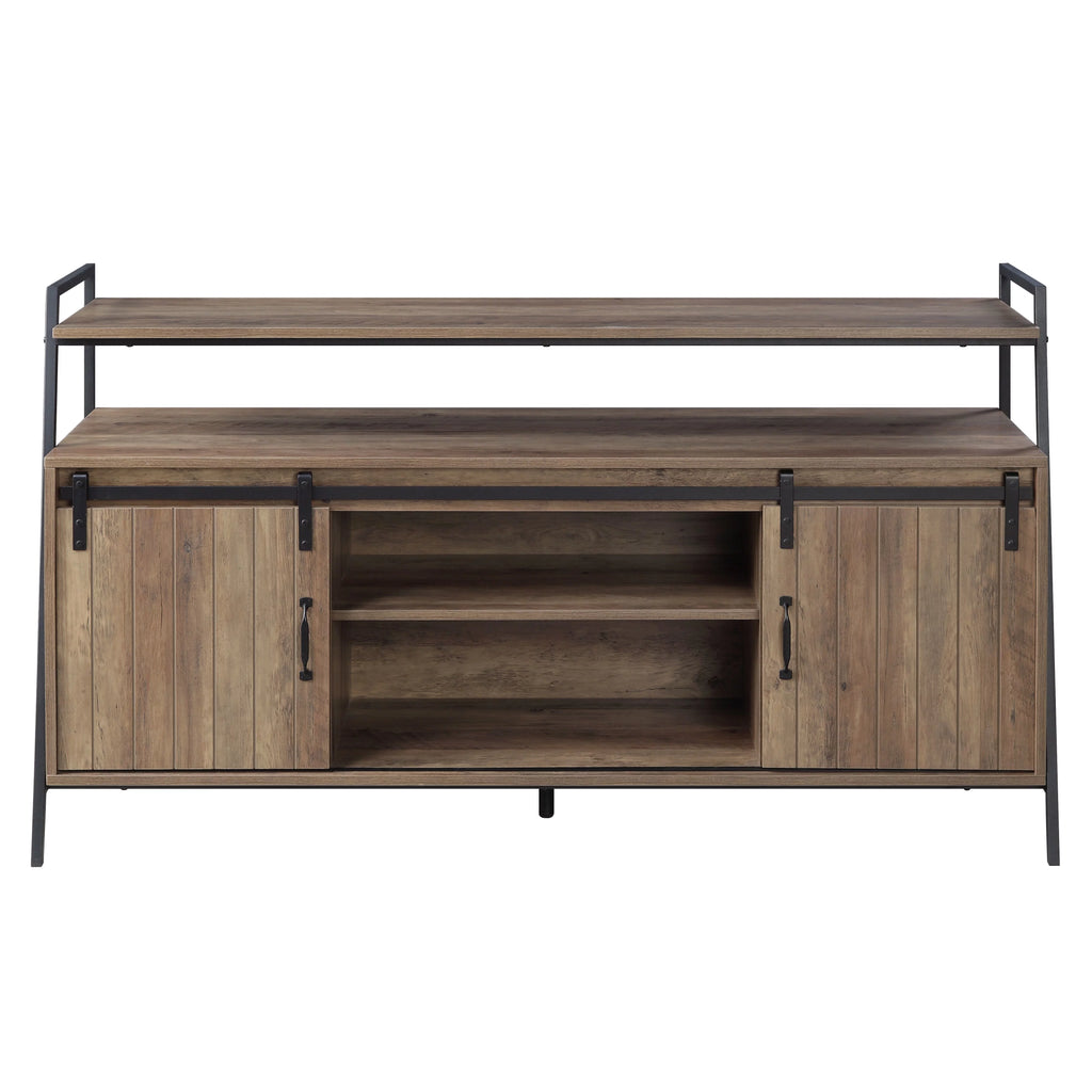 Rustic Oak Black TV Stand V3987