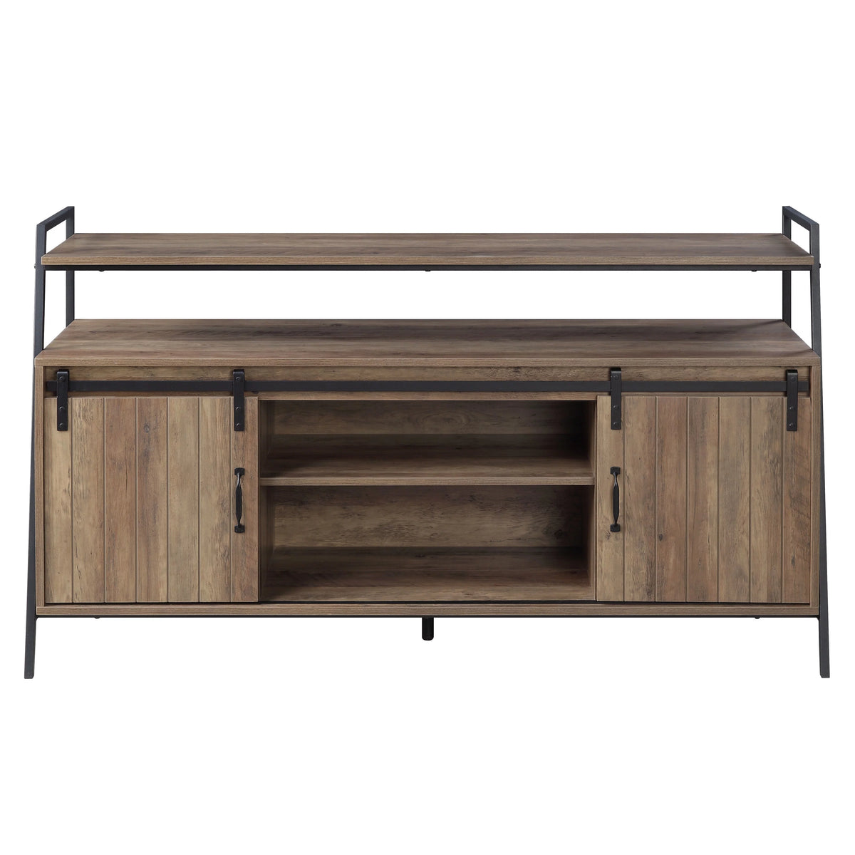 Rustic Oak Black TV Stand V3987