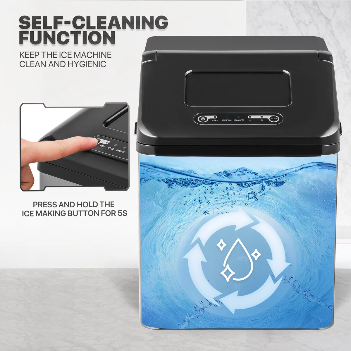 Countertop Ice Maker Machine with Basket and Scoop, Black V1187