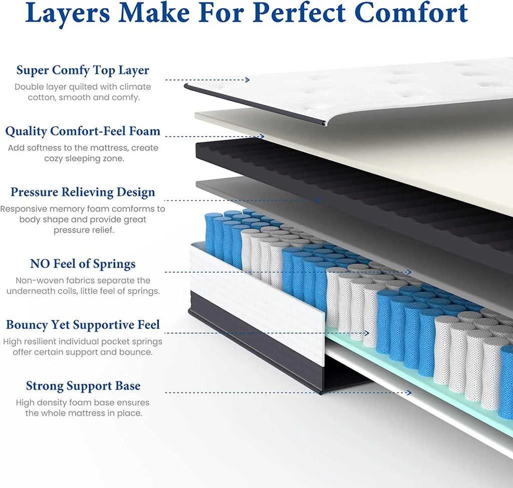 10 inch Gel Memory Foam Hybrid Twin XL Mattress H55668