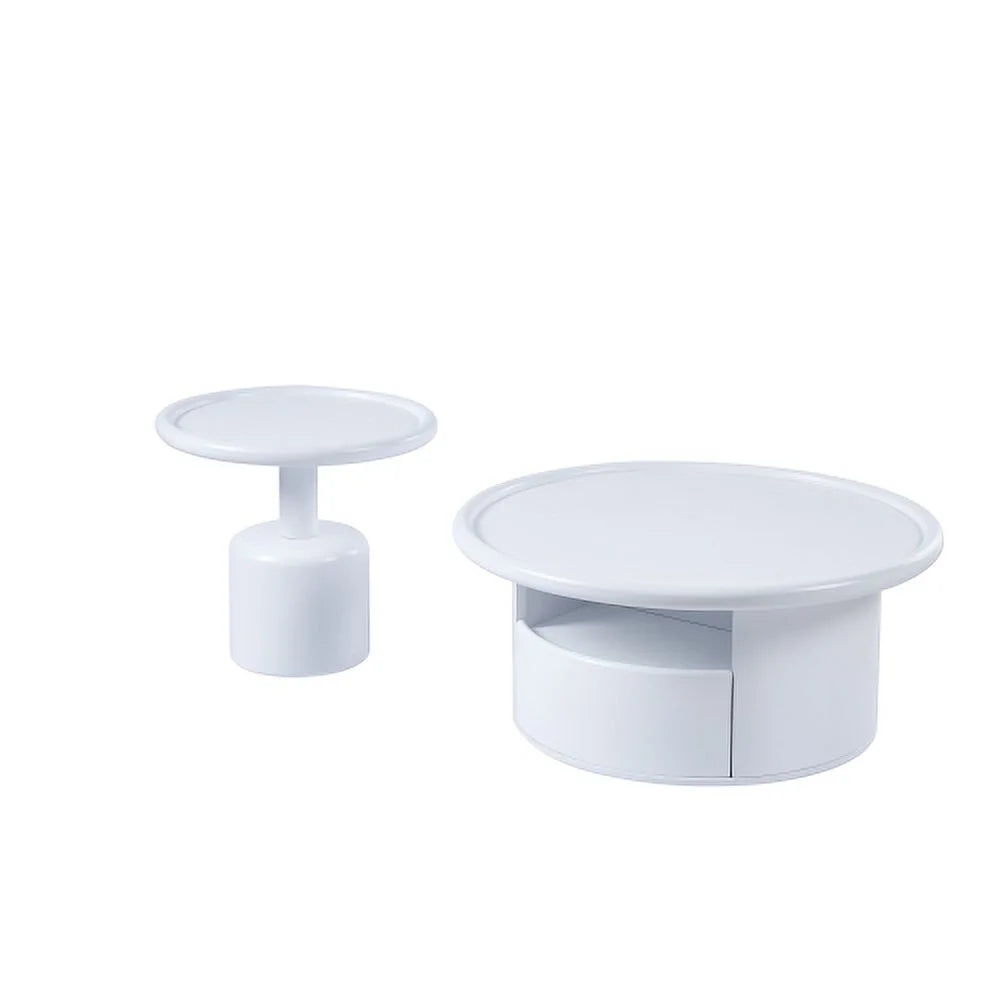 White MDF Round Coffee Table Set U3470