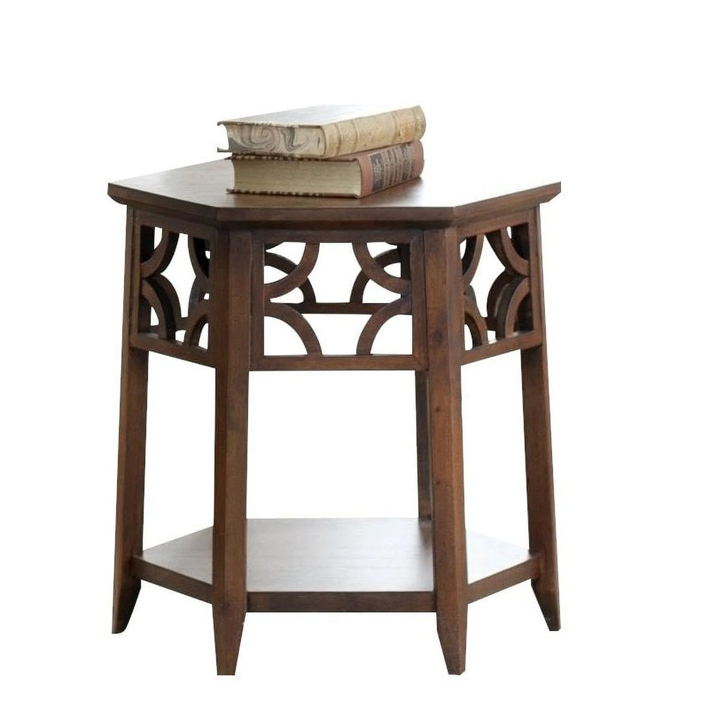 Wood Hexagon End Table Set of 2 T8126