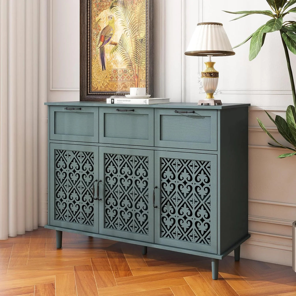 Solid Wood Sideboard Buffet Cabinet with 3 Doors 3 Drawers C2161