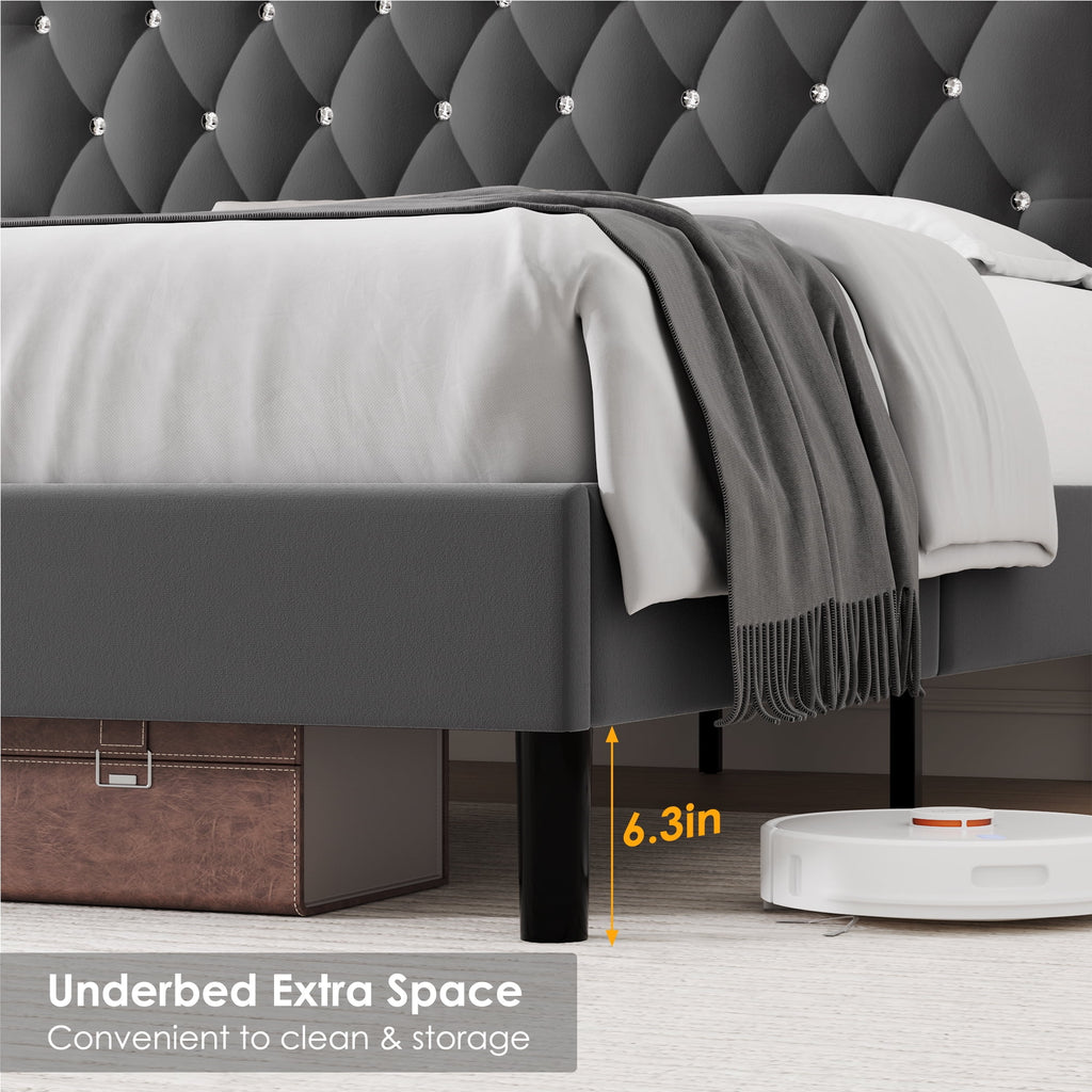 King Bed Frame with Adjustable Headboard B2833