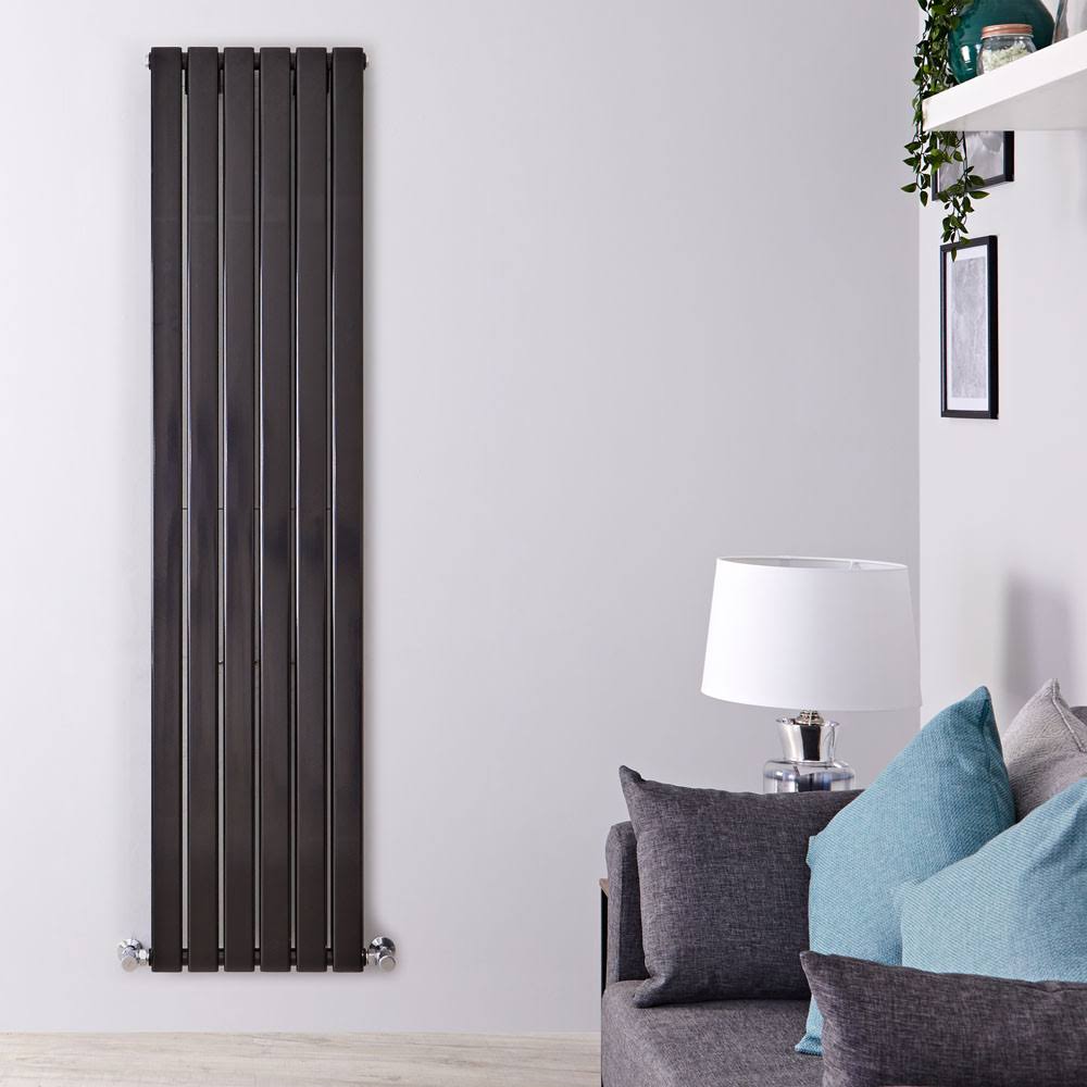 Black Vertical Hot Water Radiator W82680