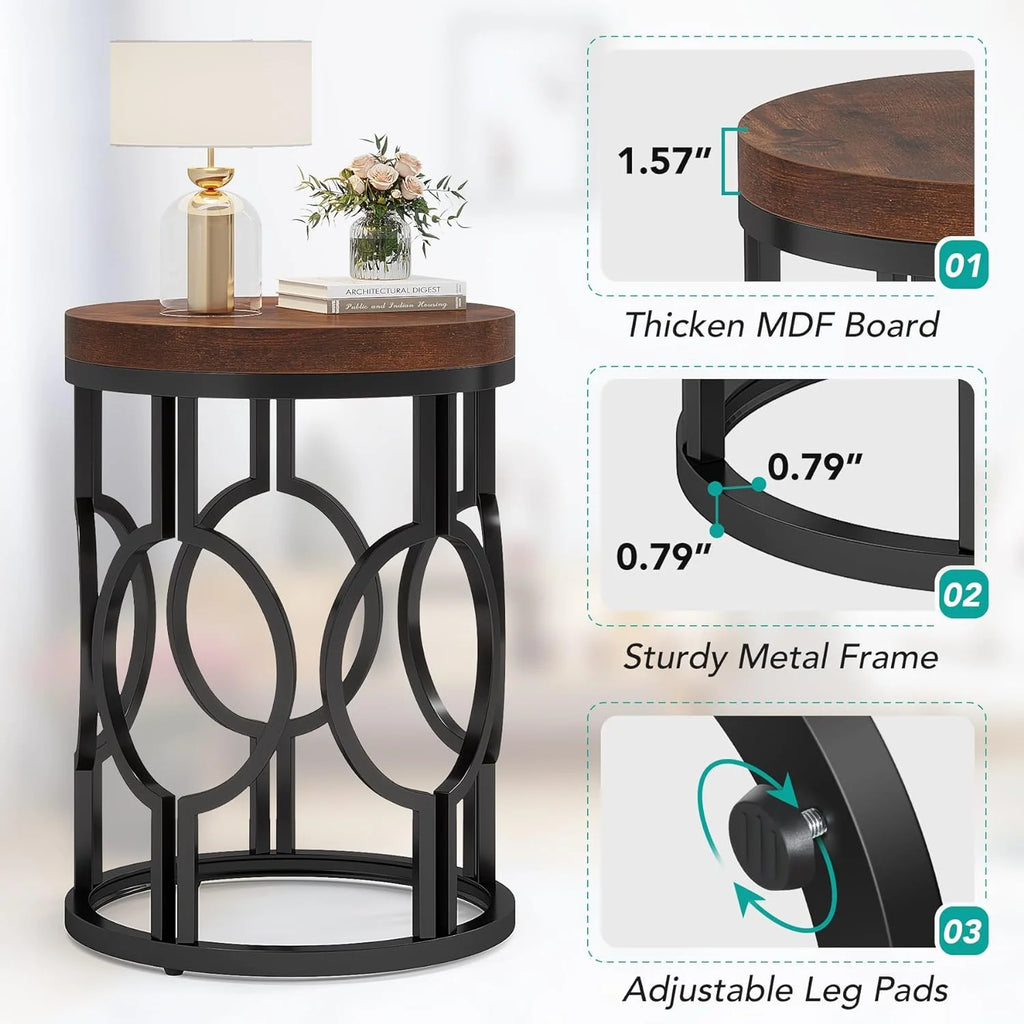Round End Table with Metal Frame K6623