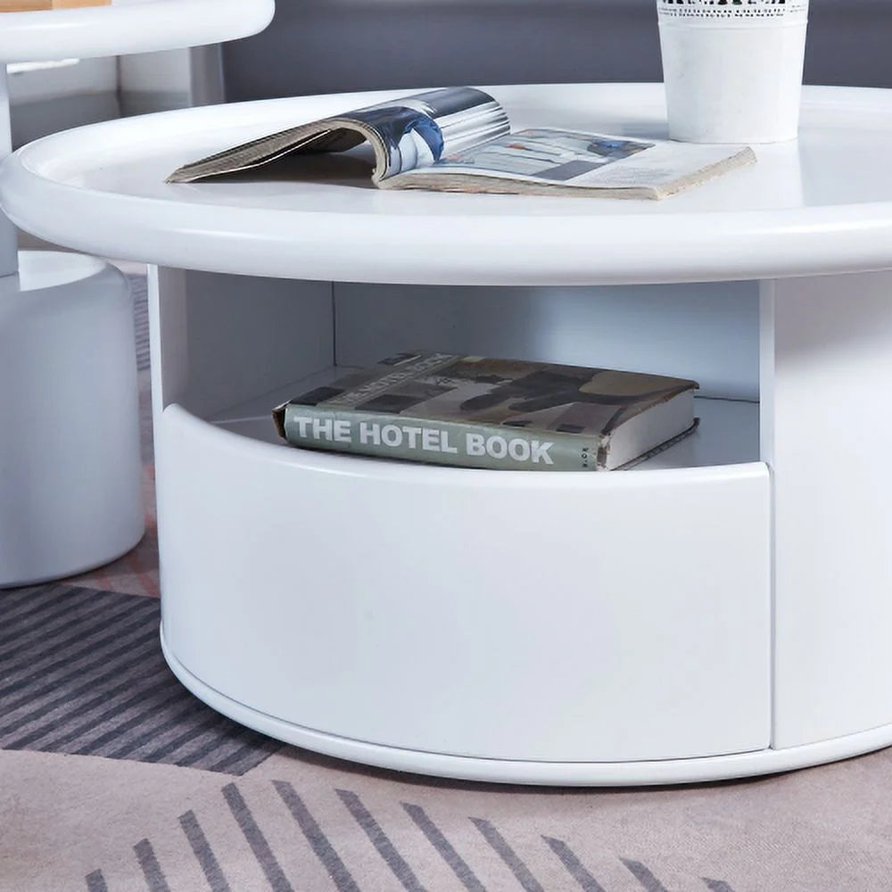 White MDF Round Coffee Table Set U3470