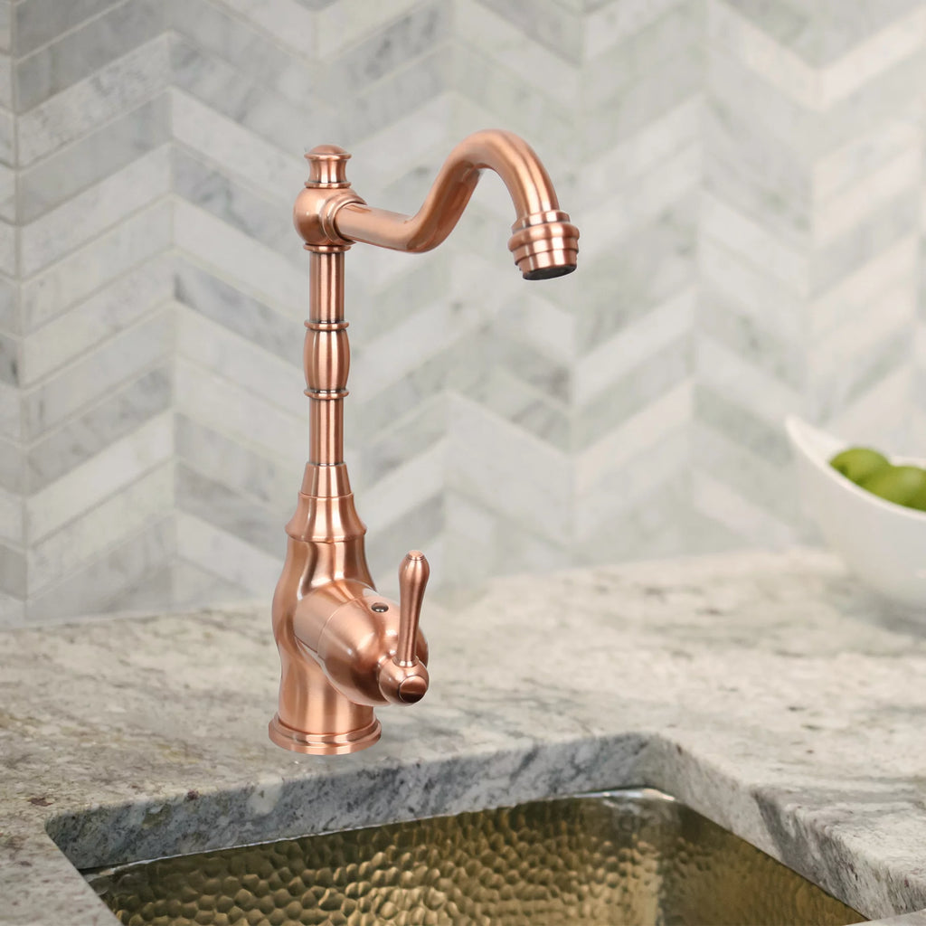One-Handle Widespread Kitchen Bar Faucet Copper Finish M1912