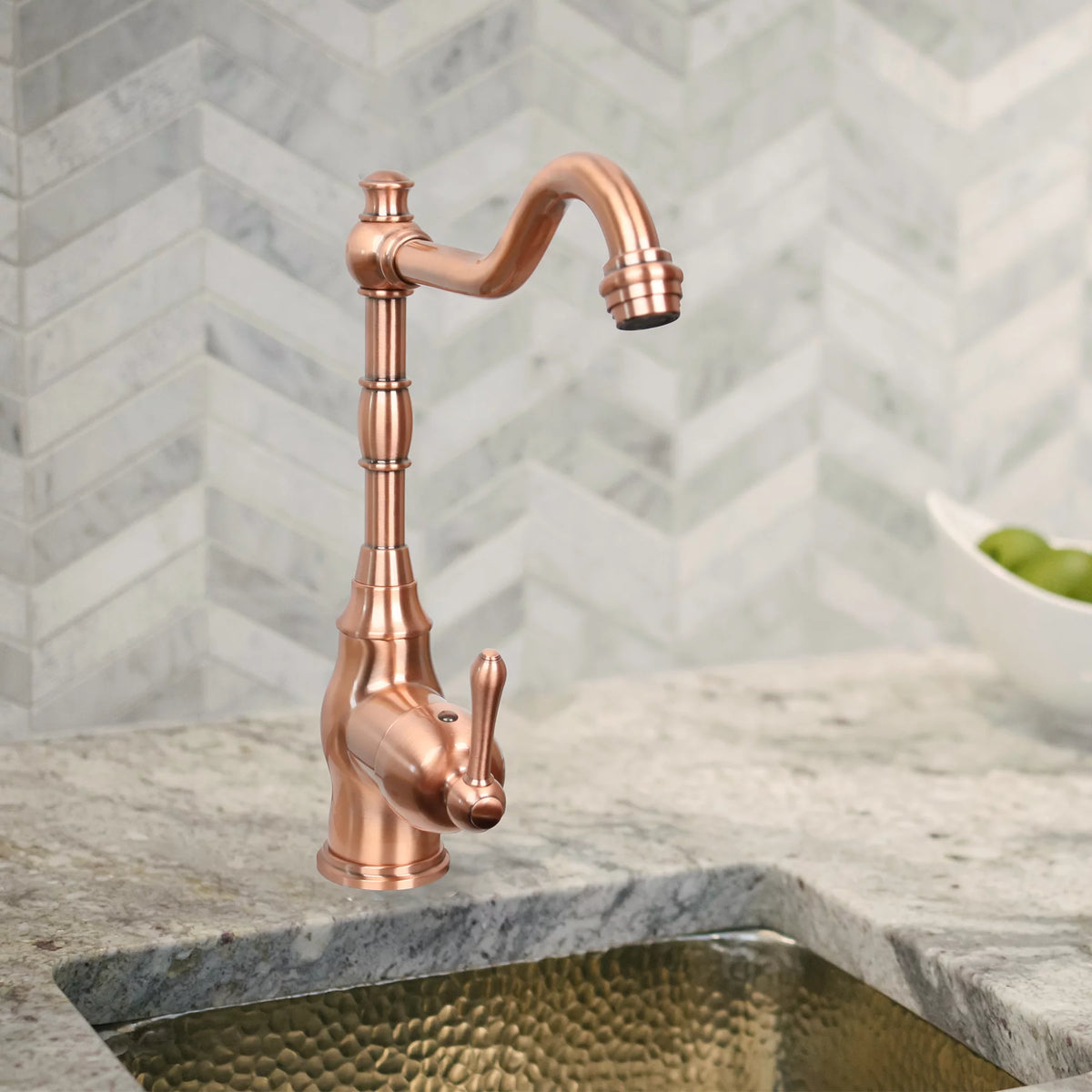 One-Handle Widespread Kitchen Bar Faucet Copper Finish M1912