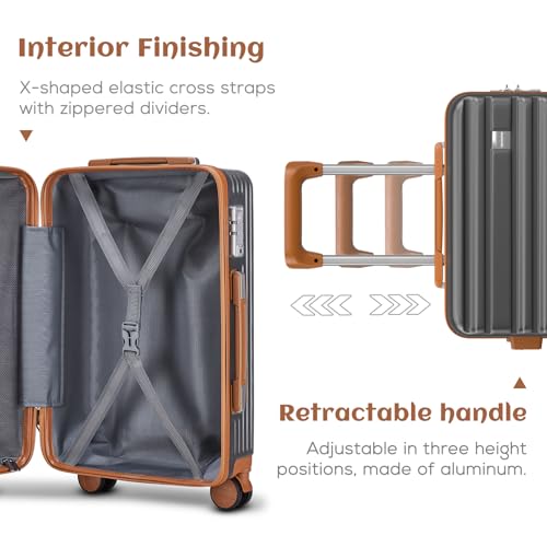 20 Inch Expandable Hard Shell Spinner Luggage with TSA Lock, Black G553