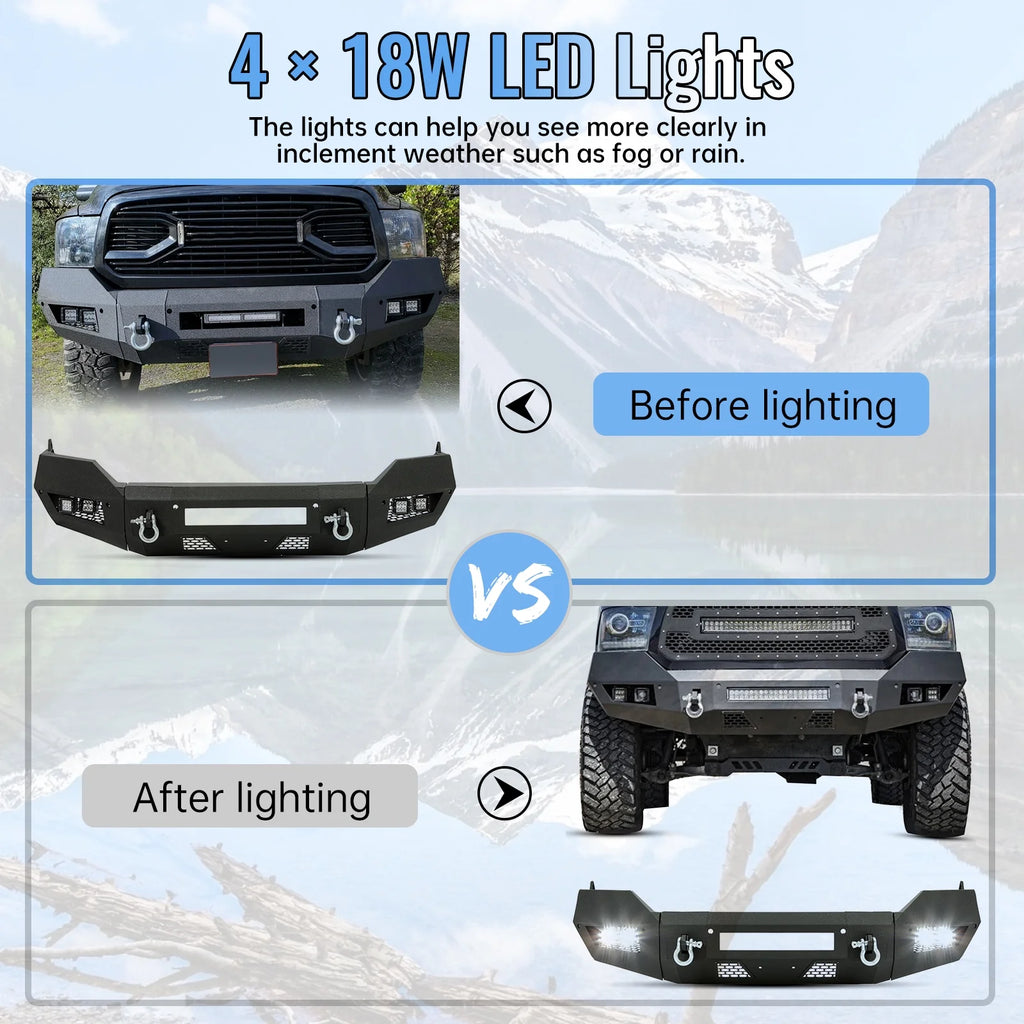 Front Bumper with D-Ring LED Fog Light H858