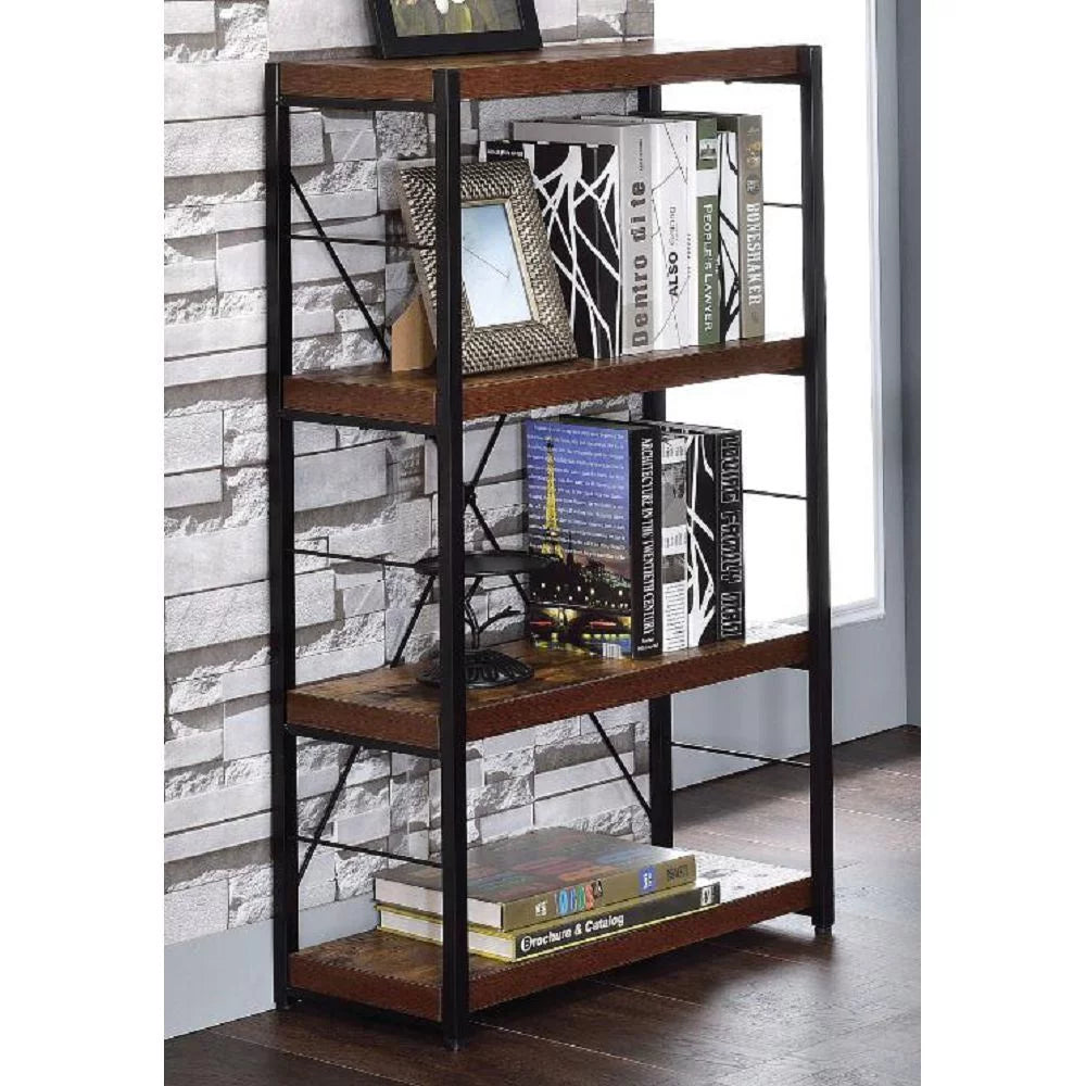 Weathered Oak & Black Bookshelf U2890