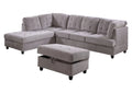 Corduroy L Shape Sectional Sofa with Storage Ottoman A412504