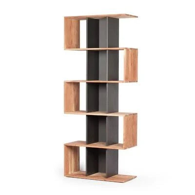 Acacia Wood Geometric Bookcase T3779