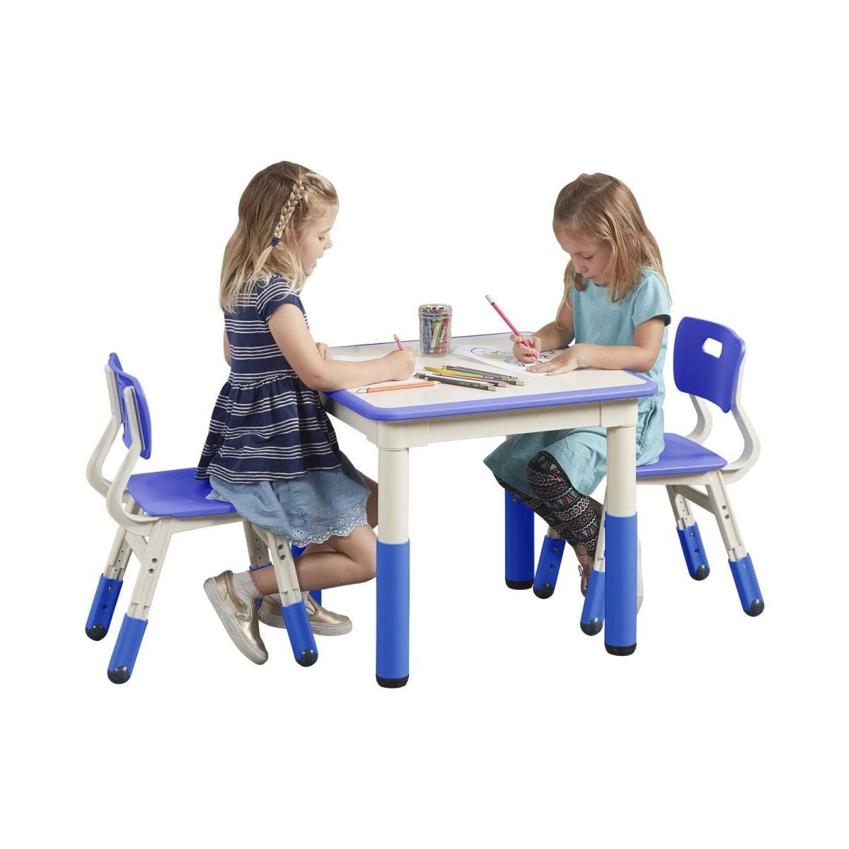 Blue Square Resin Dry Erase Activity Table & Chairs Y6600