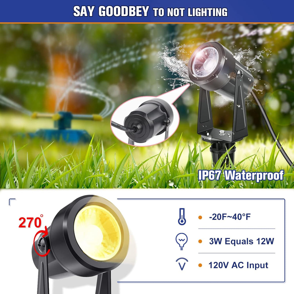 Warm White 12W Waterproof LED Landscape Lights 4 Packs I482705