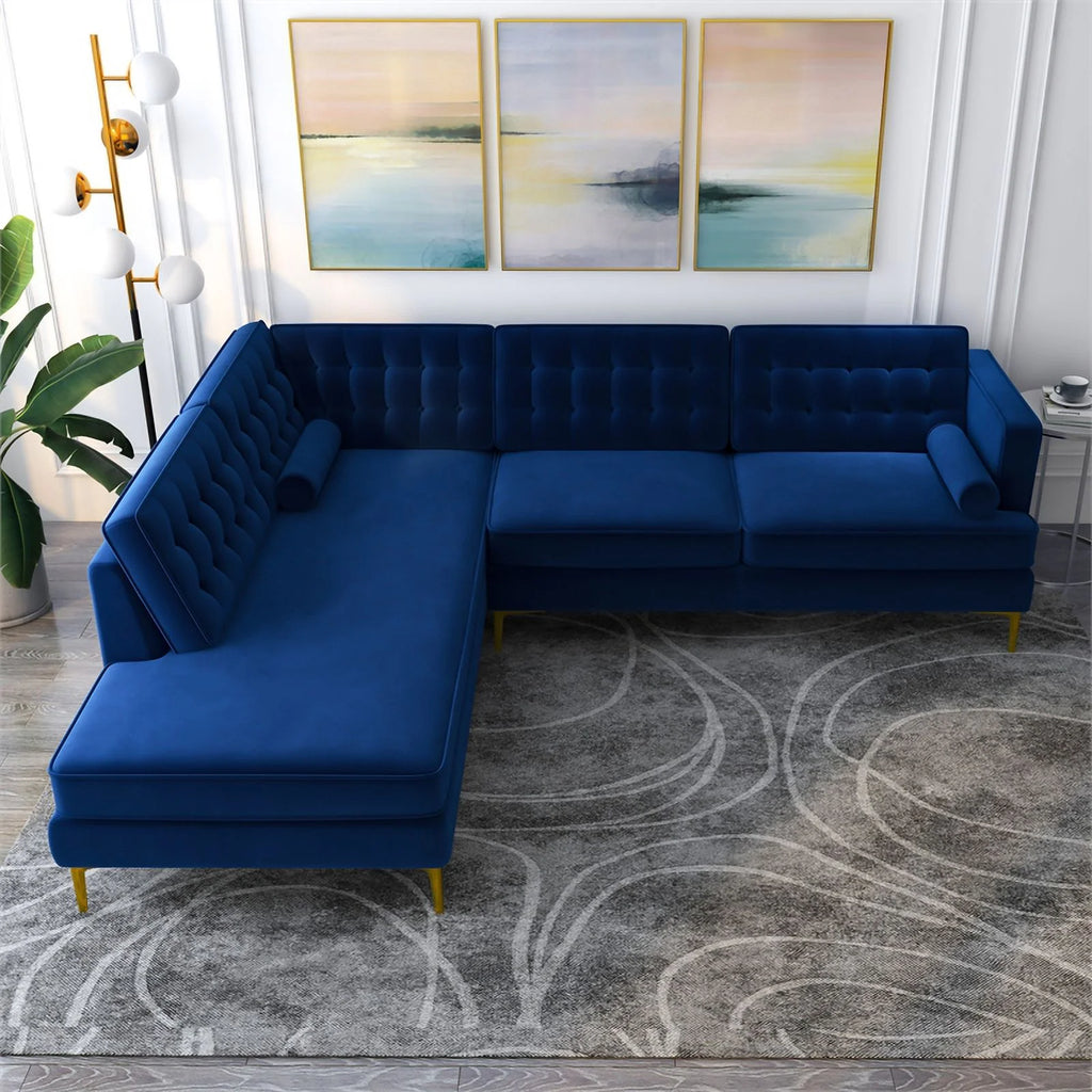 Blue Velvet Left-Facing Sectional E64442