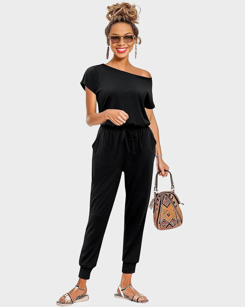 Off-Shoulder Short Sleeve Jumpsuit G4389