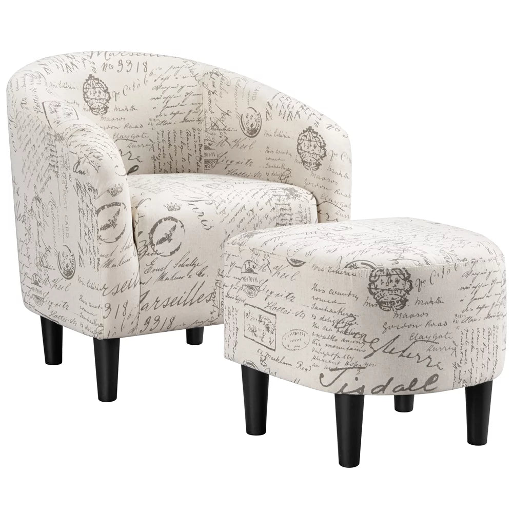 Velvet Accent Arm Chair and Ottoman Set Gray F385935